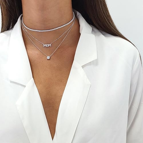 Dainty Choker Necklace for Women 18K Gold Plated Shining Dots Box Chain Sparkle Necklaces Cute Paperclip Link Herringbone Necklace Exquisite Jewelry Gifts for Mom Girlfriend - style: Z/Simple Diamond SL