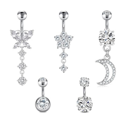 VCMART Belly Button Ring Short Bar Belly Ring Short Belly Button Rings Surgical Steel 6mm Belly Rings for Women Small Belly Button Piercing Navel Rings Piercing Jewelry - color: G -silver