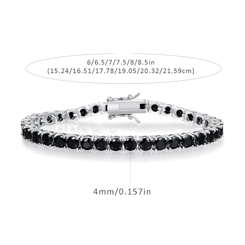 Black Classic Tennis Bracelets for Women, 18K White Gold Plated Round Cubic Zirconia Tennis Bracelet for Women Mom Wife - size: 6.5 Inch