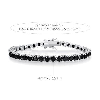Black Classic Tennis Bracelets for Women, 18K White Gold Plated Round Cubic Zirconia Tennis Bracelet for Women Mom Wife - size: 6.5 Inch