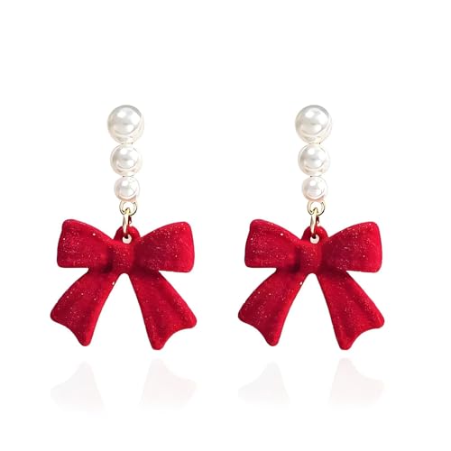 Bow Earrings Red Earrings for Women Dangle Cute Earrings Red Stuff Jewelry Outfits Accessories Gifts for Girls - color: A2:red bow earrings