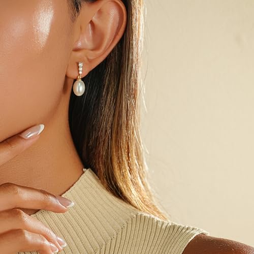 Gold Earrings for Women Trendy, Dainty Dangle Earrings 14K Gold Plated Drop Earrings Cute Wedding Earrings Fashion Prom Bridal Jewelry Gifts - color: Gold-A4