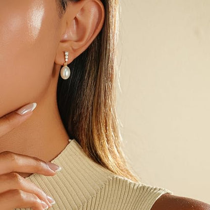 Gold Earrings for Women Trendy, Dainty Dangle Earrings 14K Gold Plated Drop Earrings Cute Wedding Earrings Fashion Prom Bridal Jewelry Gifts - color: Gold-A4