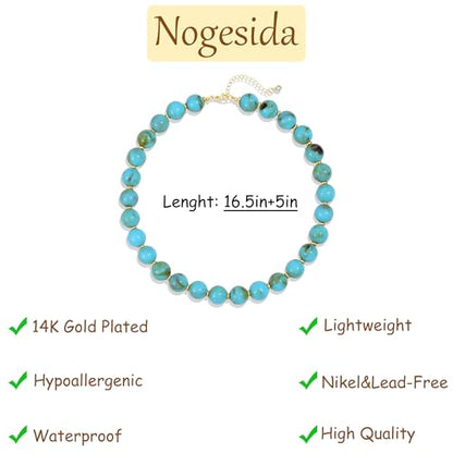Colorful Beaded Necklace for Women Chunky Resin Beads Choker Necklaces Boho Statement Necklace Summer Vacation Y2K Jewelry - color: Turquoise