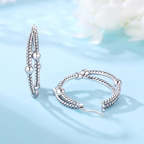 Floral Hoop Earrings 925 Sterling Silver with 14K Gold Plating – Lightweight CZ Flower Hoops | Hypoallergenic Jewelry for Women | Gift Box + Polishing Cloth - color: 30mm Double Hoop Snake Earrings