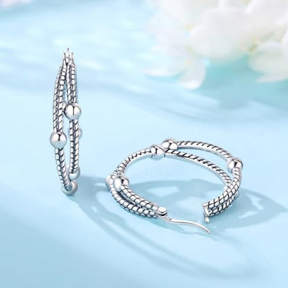 Floral Hoop Earrings 925 Sterling Silver with 14K Gold Plating – Lightweight CZ Flower Hoops | Hypoallergenic Jewelry for Women | Gift Box + Polishing Cloth - color: 30mm Double Hoop Snake Earrings