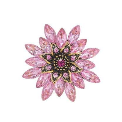 Sparkling Rhinestone Flower Brooch Pin Fashion Crystal Sunflower Brooch Floral Lapel Pins Red/Green/Purple/Pink Crystal CZ Broochs Large Flower Pin Clothes Hat Bag Dress Broochs Wedding Bridal Jewelry for Women - color: Pink