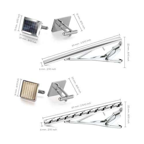 wynameleri Cufflink and Tie Clip Set for Men, 12 PCS Necktie Bars and Cuff Links Formal Business Dress Shirts Buttons Case Packed - color: B0408007