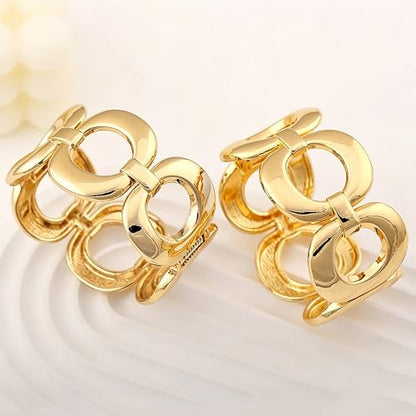 Chunky Gold Bangle Bracelets for Women Statement Bracelet for Dainty Charm Women Jewelry - color: Gold O Shape Bracelet