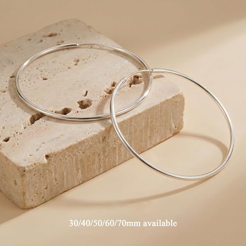 Gold Hoop Earrings for Women Hypoallergenic 925 Sterling Silver Post Hoops Earrings Lightweight Thin Large Big Hoop Earring 30/40/50/60/70mm - color: Silver 60mm