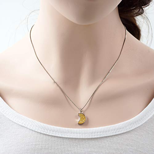 Adabele Natural Druzy Necklace Small Tiny Moon Gemstone Pendant 18 inch Sparkly Agate Stone Crystal Women Jewelry Tarnish Resistant Stainless Steel/Gold Plated Chain - color: Golden champagne druzy - stainless steel