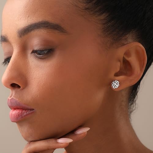 LeCalla 925 Sterling Silver Cubic Zirconia Stud Earrings for Women | Classic CZ Silver Earrings Jewelry | Birthday Anniversary Valentine’s Day Gift for Her, Wife, Mom - color: CZ Flower Filigree