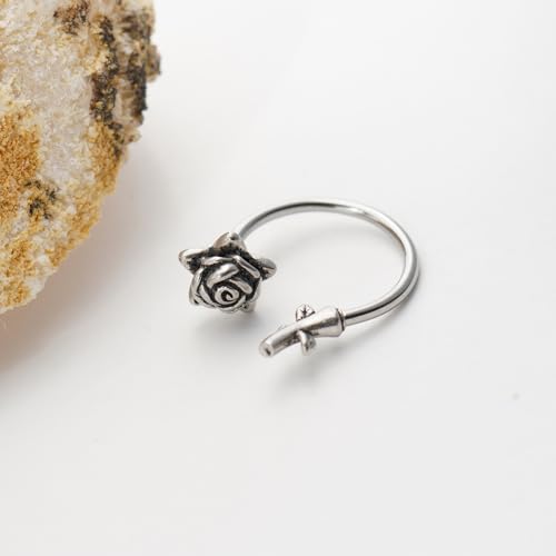 16G Rose Flower Lip Rings Surgical Steel Snake Bite Jewelry for Snake Bites Piecing, Horseshoe Labret Jewelry for Lip Piercing, 16 Gauge - size: 16G-12mm, style: 2 Pcs