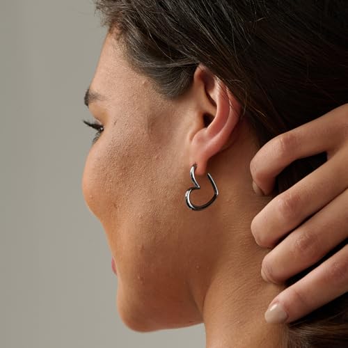 LLWOM Gold Huggie Earrings for Women-14k Gold/Silver/Rose/Black Plated Heart Hoop Earrings Hypoallergenic Lightweight Hoops Gifts - style: Black Heart