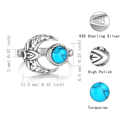 Sariel 925 Sterling Silver Toe Rings for Women Boho Adjustable Mid Finger Rings Summer Vacation Ocean Beach - color: Moon