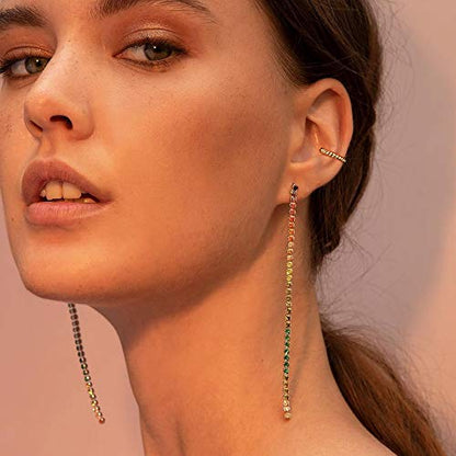 Dainty Gold Ear Cuff Earrings 14K Gold Plated Simple Non Pierced Tiny Ear Cuffs Huggie No Piercing Hoops Ear Cubic Zirconia Cartilage Ear Clip on Wrap Adjustable Fake Earrings