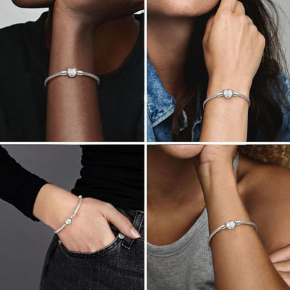 Initial Bracelet Heart Clasp Stainless Steel Snake Chain Alphabet Letter Charm Gift for Women Mom Girlfriend Wife - style: V