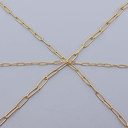 THREENEST 16.4-Feet Width 2.5mm Stainless Steel Paperclip Chains, 18K Real Gold Plated, Soldered Cable Long Craft Chain for Necklace Bracelet Earring Jewelry Making (2200-GOLD-5M) - color: Gold, size: Width 2.5mm-16.4 Feet
