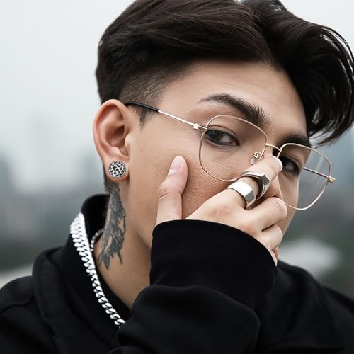 LADEMAYH 2PCS Hammered Ear Plugs Gauges for Ears, Punk Textured Tunnels | Industrial Style, Double Flared Expander, 316L Surgical Stainless Steel, Hypoallergenic, Saddle Fit, Ear Stretching Jewelry - color: #6677 Silver, size: 5/8"(16mm)