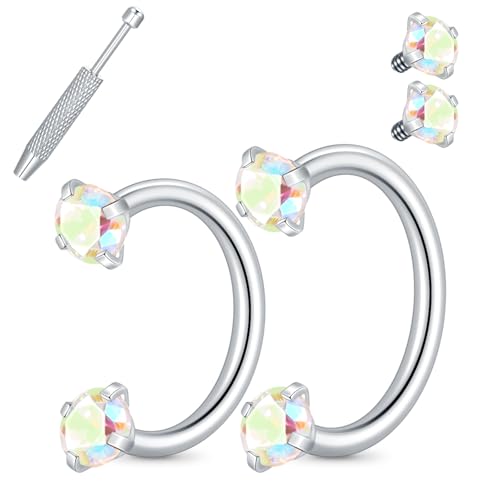 Xpircn 18G 7mm 8mm Nose Rings For Women Men Horseshoe Nose Rings Hoops Horseshoe Septum Lip Eyebrow Helix Daith Ear Nose Piercings - color: Silver A/B, size: 18G 7mm 8mm