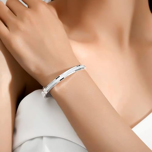 925 Sterling Silver Bangles For Women Handmade Silver Bangles Open Adjustable Bangle Bracelets For Women Silver Open Cuff Bracelets Stackable Wrap Bangles Festival Jewelry Gifts - color: Style 17