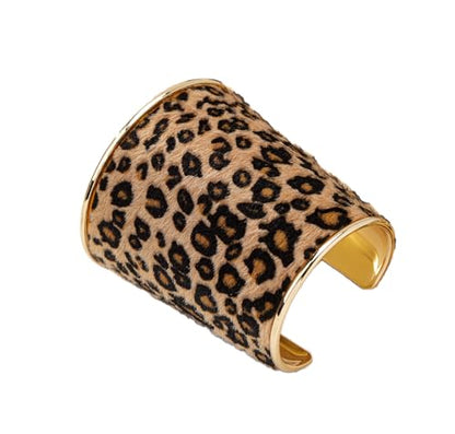 COLORFUL BLING Metal Punk Leopard Print Bangle Bracelet for Women Wide Chunky Gold Stackable Wrapped Open Cuff Bracelets Wristband Statement Jewelry - style: style 7