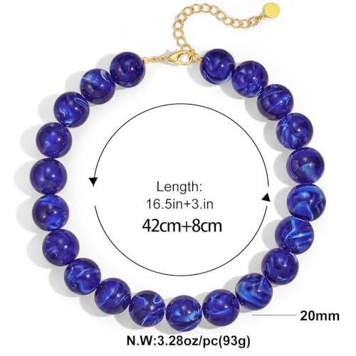 Chunky Beaded Necklace for Women, Colorful Trendy Statement Summer Jewelry Gift - color: necklace-20