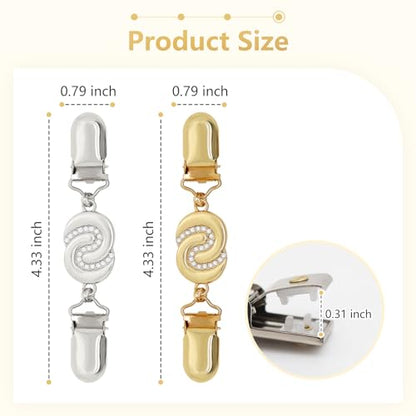 Frutain 2Pcs Cinch Clip Waist Cincher Clips for Women Dress Back Cinch & Shawl Cardigan Sweater Shirt Fasteners(GS) - style: Gs-1 Row Rhinestone-c