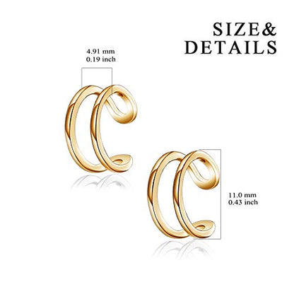 YFN Ear Cuff Wrap Earrings 925 Sterling Silver Non Pierced Cartilage Earring for Women Jewelry Gifts - color: gold