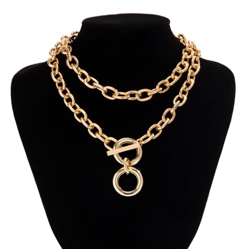CSIYANJRY99 Chunky Gold Necklaces for Women,Multilayer Punk 80s Hip Hop Necklace,Layered Cuban Link Chain Statement Necklace 90s Freaknik Outfit Accessories for Women - color: Gold Larered Neckalce 2