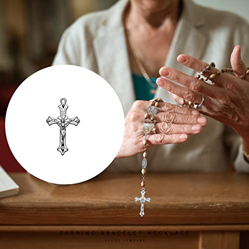 Weyuley 100pcs Antique Silver Plated Cross Charms Pendant DIY Bracelets Necklace Jewelry Making Craft Wholesale 37mmx21mm(A282)