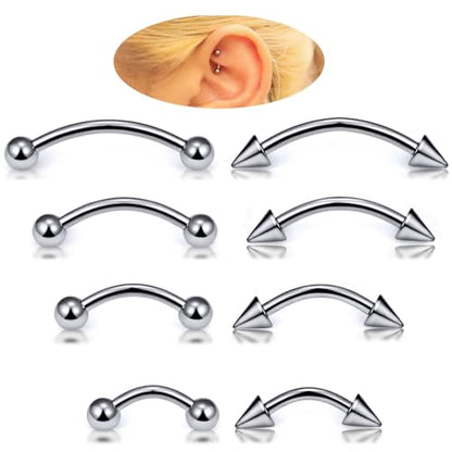 Eyebrow Piercing Jewelry F136 Titanium Internally & externally Threaded Curved Barbell Vertical Labret Lip Jewelry Ear Rook Navel Belly Button Ring Women Men 20g 18g 16g 6mm/8mm/10mm/12mm - color: F136 titanium Eyebrow Piercing Jewelry 16G