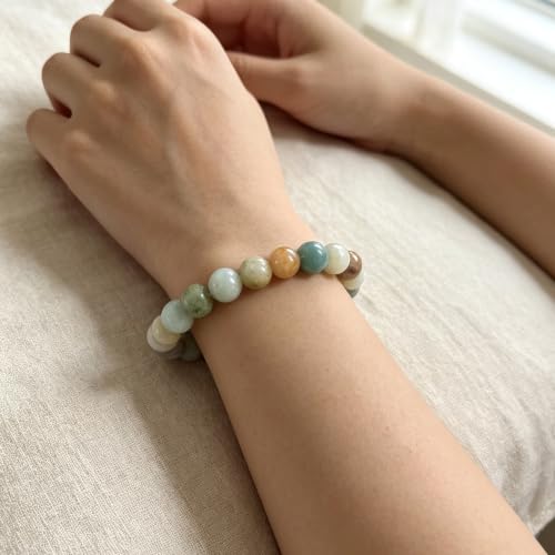 COLOYAN 7 Pcs 8mm Natural Stone Beaded Healing Crystal Bracelets for Women | Durable Handmade Stretch Bracelets, Multiple Styles,Semi-Precious Gemstones Reiki Spiritual Jewelry Gift Meditation Yoga - color: B