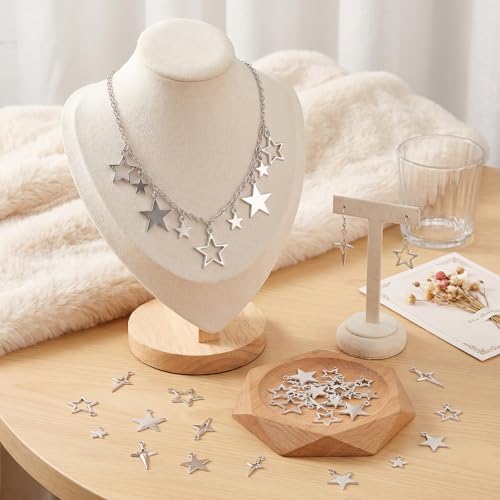 100PCS Silver Tibetan Star Charms,Metal Hollow Pentagram Pendants Tibetan Star Pendant Hollow Celestial Stars Charms Tibetans Style Alloy Pendants for Necklace Earring Bracelet Craft Jewelry Making