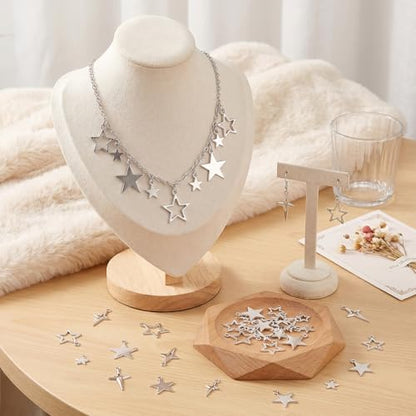 100PCS Silver Tibetan Star Charms,Metal Hollow Pentagram Pendants Tibetan Star Pendant Hollow Celestial Stars Charms Tibetans Style Alloy Pendants for Necklace Earring Bracelet Craft Jewelry Making