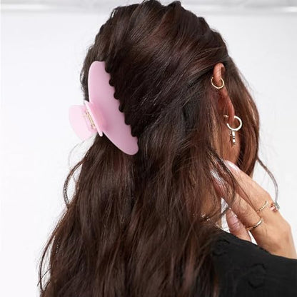 MAORULU Cute Claw Clip for Women – 4.3'' Large Acetate Hair Clips for Thick Thin Curly Long Hair, Durable Hair Clamps Non-slip Jaw Clip, Strong Hold, Stylish French Design (Jelly Pink) - color: Jelly Pink