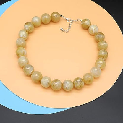 JNF Chunky Beaded Necklaces Women Large Big Ball Bead Choker Necklace Bold Statement Beads jewelry Gift - color: gemstone necklace Brown
