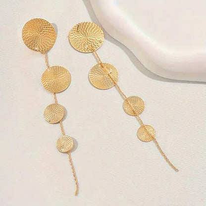 Gold Dangle Earrings for Women Long Statement Drop Boho Gold Chandelier Disc Tassel Earrings Dangle for Party Wedding Trendy Jewelry Gifts - color: A1-gold