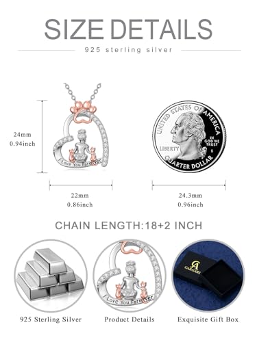 925 Sterling Silver Animal Necklace Heart Shape Dog/Rabbit/Cat Pendant Necklace for Women Animal Memorial Charm Jewelry Mother's Day Christmas Gifts - color: Cat and Women