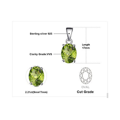 JewelryPalace Natural Gemstone Garnet Peridot Amethyst Citrine Blue Topaz Birthstone Solitaire Pendant Necklace Jewelry Set, 14k Gold Plated 925 Sterling Silver Necklaces for Women, 18 Inch Box chain - color: J-Sterling Silver-Peridot