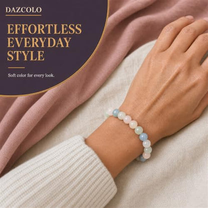 8mm Natural Crystal Stretch Bracelet | Handmade Round Stone Bead Bracelet, Runs Large, Meditation Yoga Gift for Women & Men - color: Multi-Berly