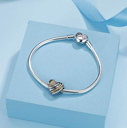 COMORE Birthstone Heart Charms for Charms Bracelet-925 Sterling Silver Love Heart Bead Charms for Bracelets and Necklaces, Birthday Gifts for Women. - style: November