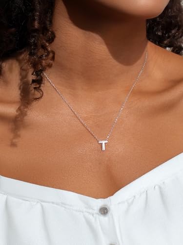 ChicSilver 925 Sterling Silver Initial Necklace for Women Dainty Letter Jewelry Personalized Gift - style: 20.T