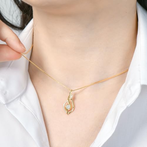 Moissanite Infinity Pendant Necklace for Women | 4mm D Color Moissanite 925 Sterling Silver Infinity Knot Necklace for Mom Wife Birthday Jewelry Gifts - color: Gold