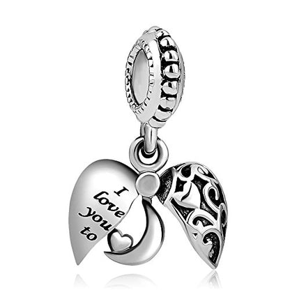 LSxAB I Love You To Moon Back Charm Compatible with Pandora Charms Braceletss Women Silver Dangle - style: Love to Moon