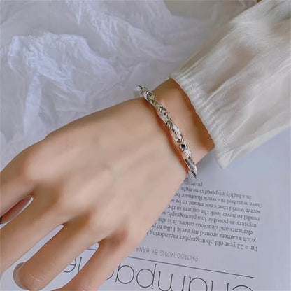 925 Sterling Silver Bangles For Women Handmade Silver Bangles Open Adjustable Bangle Bracelets For Women Silver Open Cuff Bracelets Stackable Wrap Bangles Festival Jewelry Gifts - color: Style 19