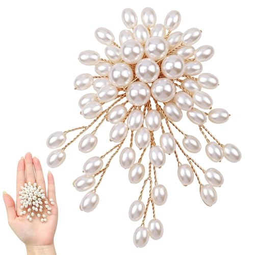 1 Pcs Large Pearl Brooch Pins for Women, Vintage White Pearl Flower Brooch | Statement Pearl Pin for Wedding Party Coat Lapel Bag, 3.46x2.95 Inch