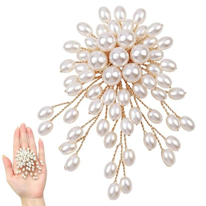 1 Pcs Large Pearl Brooch Pins for Women, Vintage White Pearl Flower Brooch | Statement Pearl Pin for Wedding Party Coat Lapel Bag, 3.46x2.95 Inch