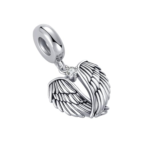 LSxAB Guardian Angle Wings Jan-Dec Birthstone Charm Compatible with Pandora Charms Bracelets for Women Charm - style: 04 White
