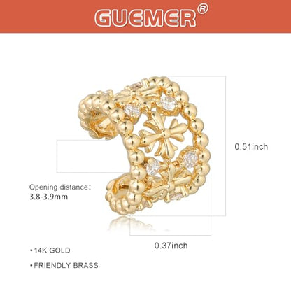 Chunky Ear Cuff Earrings for Women Single | Non Piercing, Clip On, 14K Gold Plated, Cubic Zirconia, Hypoallergenic, Jewelry Gifts - style: Iris